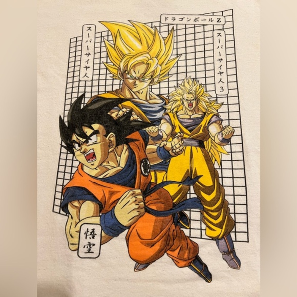 Dragon Ball Z Goku Medium T-Shirt DBZ Front Graphic Only Super Saiyan 3 Japanese